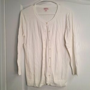 Casual White Cardigan Button Front